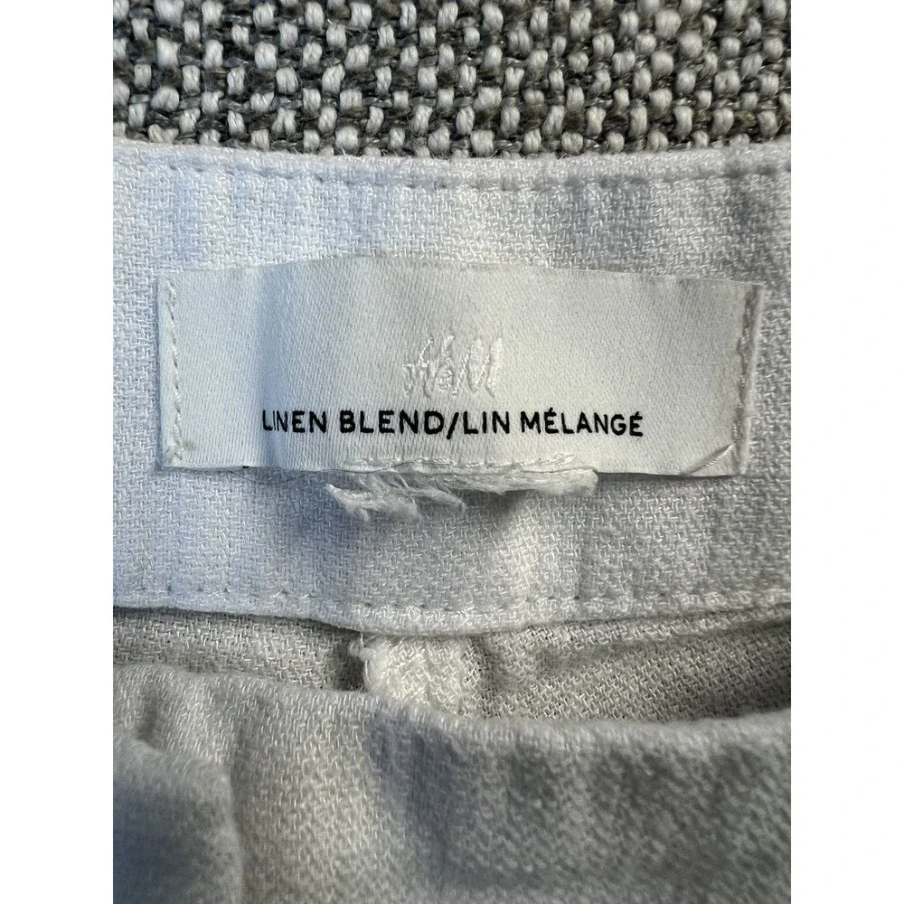 H&M White 100% Linen Wide-Leg Women's Dress Pants, Size XL Zipper, Flat Front